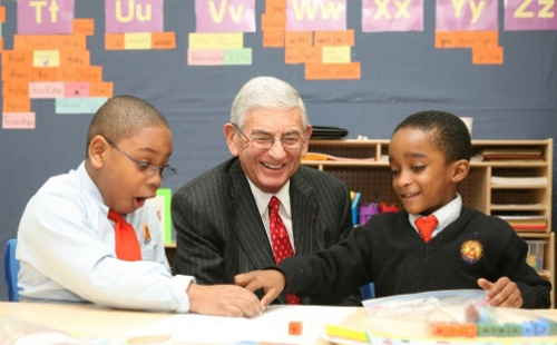 Eli Broad, the billionaire who funds many of the attacks on the nation's public schools, has visited Harlem Success Academy (above) to push its version of 
