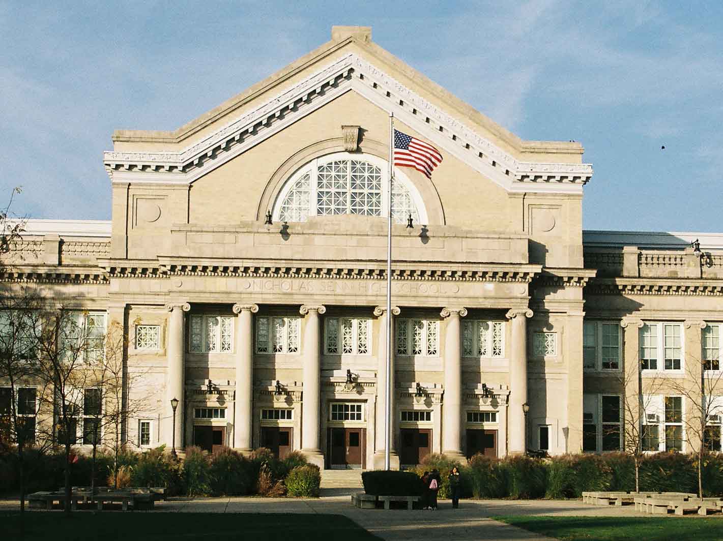 After the Senn High School staff, students, parents and community opposed the placement of the Rickover Naval Academy inside the Seen building (above) on Chicago’s Northeast Side, Alderman Mary Ann Smith of the 48th Ward began a campaign to break up Senn. Despite the overwhelming support for maintaining the school as a general high school (with one of the most diverse student populations in the USA), Smith has tried a number of plans to end the public school character that has been Senn for nearly a century. After failing to have Senn turned over to charter school operators in 2005, Smith continued her campaign. Despite a new Strategic Plan developed with more than a year’s work by Senn, Smith has launched a new campaign to eliminate Senn and replace it with four “small schools.” Substance photo by George N. Schmidt.