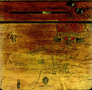 The original album cover (designed by Craig Braun) had the sleeve opening in the manner of a wooden school desk, similar to Thinks: School Stinks, by Hotlegs, released two years earlier. The vinyl record inside was wrapped in a pair of panties, though this was later discontinued as the paper panties were found to be flammable.[4] The actual desk photographed for the album cover is on display in the Hard Rock Cafe in Las Vegas.