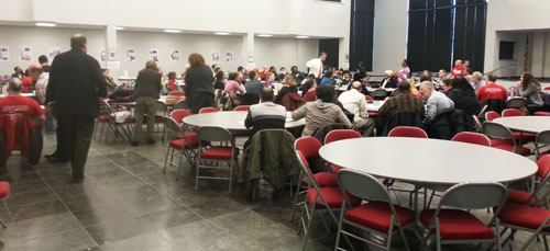 Some of the more than 100 teachers and other CTU members and leaders who met at the Letter Carriers union hall to begin circulating the nominating petitions for the 2013 Chicago Teachers Union election. Substance photo by John Kugler.