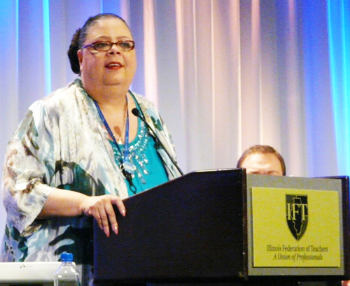 Chicago Teachers Union President Karen Lewis is also Executive Vice President of the Illinois Federation of Teachers. Substance photo by Kati Gilson.