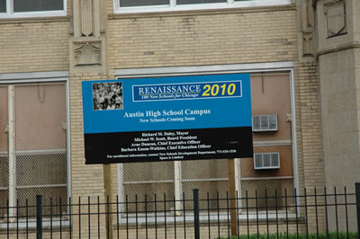 Austin High School, currently being closed down.