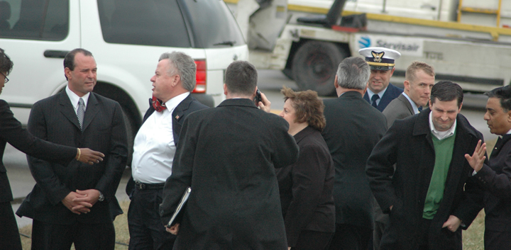 Air Force One lands at O'Hare in Chicago.