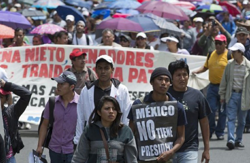 Mexico teachers striking in September 2013.
